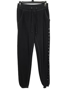 Vintage Abercrombie & Fitch Womens Spellout Joggers Black Size S Y2K Soft Fleece